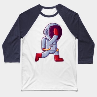 Cute Astronaut Stretching Cartoon Baseball T-Shirt